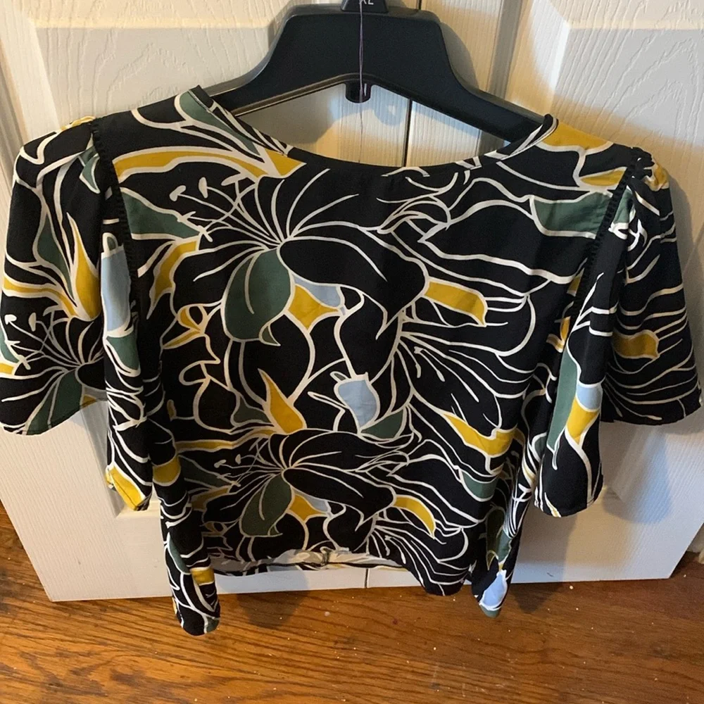 Ann Taylor Factory Petite Mixed Media Angel Sleeve Top - Picture 1 of 10